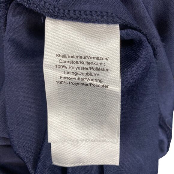 DKNY Dress Women's 12 Navy Pink Sheer Balloon Sleeve Lined Tie Waist Back Zip - Picture 10 of 16